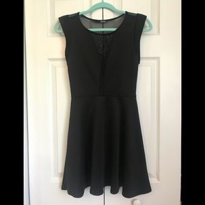 Capped Sleeve Sheer black dress